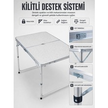 4 Kişilik Katlanabilir Kamp Masası Seti 4 Tabureli 50-65 cm Ayarlanabilir Yükseklik Nemere