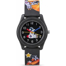 Saattino Astronot Desenli Erkek Çocuk Unisex Kol Saati Siyah Rakamlı Saat ST-304426