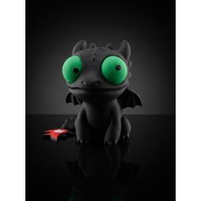 Demirhan3D 🐉 Hareketli Gözlü Toothless Figürü 9,5 cm | 3D Baskı Pla Dekoratif Ejderha Figürü | Masaüstü Süsü ve Hediyelik Koleksiyon