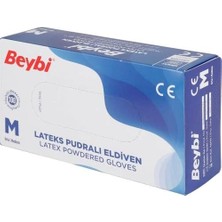 Beybi Lateks Pudralı Muayene Eldiveni M - Medium - Orta 100 Lü Pk