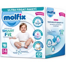 Molfix Premium Smart Fit Bebek Bezi 4 Beden 7-14 kg Maxi 430 Adet Mega Ultra Fırsat Pk