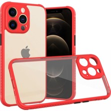 Bezos iPhone 13 Pro Kılıf Miami Şeffaf Silikon - Kırmızı