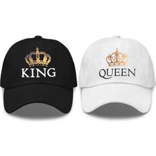 L'eivor King & Queen Baskılı Sevgili Çift Kombini Çift 2' Li Çıt Çıtlı Şapka