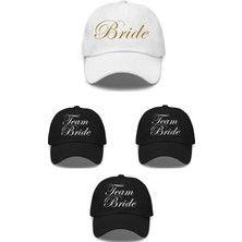 L'eivor Bride & Team Bride Baskılı Gelin ve Arkadaşları Çıt Çıtlı Şapka (4 Adet)