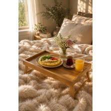 Naturel Dekor Bambu Ahşap Katlanır Yatak Tepsisi, Keyif Tepsi 50X30 cm - Dekoratif, Bohem, Iskandinav, Modern, Yatak Masası