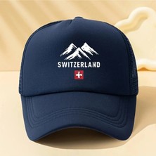 L'eivor Switzerland Baskılı Fileli Çıt Çıtlı Şapka