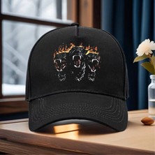 L'eivor Cerberus Ateş & Zincir Tasarım Baskılı Çıt Çıtlı Şapka