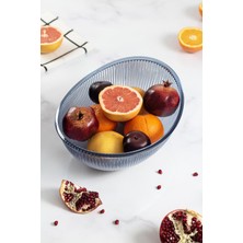 Bezos Akrilik Barok Lacivert Büyük Oval Meyve & Salata Kasesi & Karıştırma Kabı / 3,3 Lt (Cam Değildir)