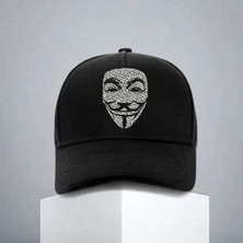 L'eivor Anonymous Baskılı Siyah Çıt Çıtlı Şapka