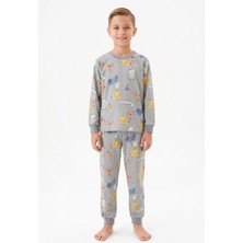 Bunny Hopp Erkek Çocuk Uzun Kollu Pijama Takımı %100 Pamuk Safari Hayvan Desenli Penye