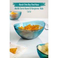 Bezos Akrilik Barok Aquamarin Orta Boy Oval Meyve & Salata Kasesi & Karıştırma Kabı / 1,6 Lt (Cam Değildir)