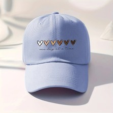 L'eivor Minimal Kalpler Baskılı Kadın Çıt Çıtlı Şapka