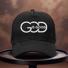 L'eivor God Is Good Baskılı Siyah Çıt Çıtlı Şapka