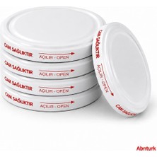Abnturk 5 Adet 82mm Silikon Contalı Sızdırmaz Beyaz Metal Kavanoz Kapağı-Konserve Reçel Kapağı Standart 1 kiloluk 1000cc 1 litre Cam Konserve Kavanozu İçin