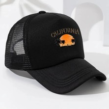 L'eivor California Baskılı Fileli Siyah Çıt Çıtlı Şapka