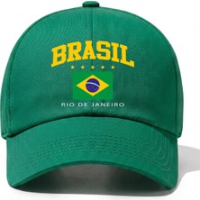 L'eivor Brasil Baskılı Yeşil Çıt Çıtlı Şapka