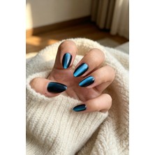 Easy Beauty Kedi Gözü Takma Tırnak Large Kısa Badem Takma Tırnak 10 Adet Bedene Göre