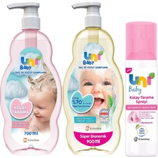 Uni Baby (3 Lü Avantaj Set) Bebek Şampuan 900ML+ Kolay Tarama Şampuanı 700ML+ Saç Tarama Sprey 200ML