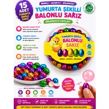 Emrah Gültekin 15 Adet Yumurta Şekilli Balonlu Sakız Renkli Folyo Kaplı Meyve Aromalı Eğlenceli Sakız Bubble Gum