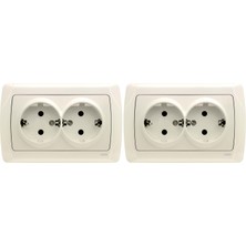 1001 Carmen Krem Ikili Topraklı Priz (2 Paketi)