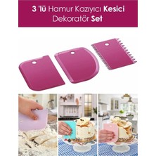 1001 3 Parça Plastik Pasta Hamur Krema Şekillendirici Kesici Kazıyıcı Dekoratör Spatula Set
