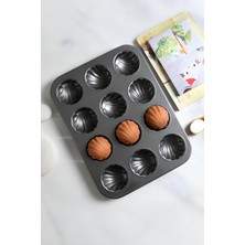 1001 Karbon Çelik 12LI Istiridye Deniz Kabuğu Muffin Cupcake Kek Pişirme Kalıbı MT124X