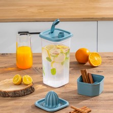 1001 1110 Sızdırmaz Kapaklı Detoks Sürahi - Matara & Limonluk, Şerbetlik, Suluk Şeffaf Mavi 2 L
