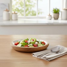 1001 Mango Ağacı Pasta Tabağı - Içi Krem Emaye (Enamel) Kaplama 20 cm Tatlı, Meyve ve Kahvaltı Ta