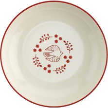 1001 Aryıldız Red Bird Tabak Renkli Kuş Desenli 16 cm Porselen Servis Tabağı