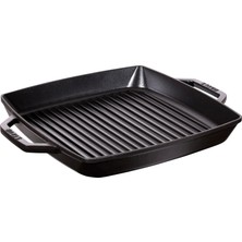1001 Grill Pans Çift Kulplu Döküm Izgara Tava, Siyah