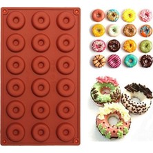 1001 Donut Silikon Kek Kalıbı 18'li Mini Boy (Durumuna Göre Renklerde Farklılık Olabilir) Açık Kahv