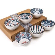 1001 Mukko Home 6'lı Desenli Porselen Kase Seti 320 Ml, Çorbalık, Kahvaltılık, Atıştırmalık Kase
