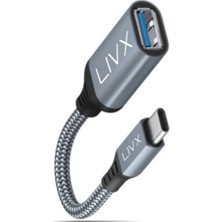 1001 USB 3.0 To Type-C Çevirici Dönüştürücü 60W Hızlı Şarj Desteği 15 cm Kablolu Otg Adaptör