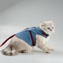 1001 Kaçış Önleyici Kot Kedi Gezdirme Tasması ve Küçük Irk Köpek Gezdirme Tasması Airtag Cepli