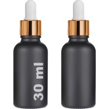 1001 30 ml Mat Siyah Cam Damlalıklı Serum Şişesi 30 cc Renkli Metal Kapaklı Dropper Cam Şişe 2 Ade