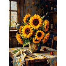 1001 1000 Parça Sarı Renklerin Büyüsü Puzzle - Vazoda Ayçiçekler