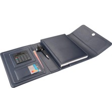 1001 4512 Ajanda Tarihsiz Çizgili 17 x 24 cm Ajanda/defter Hesap Makineli Suni Deri Organizer, Lacivert