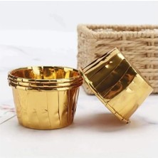 1001 Metalik Altın Rengi Muffin Kalıbı, 12'li Set, 6.5x4 Cm, Fırına Dayanıklı Cupcake Kek Kalıpla