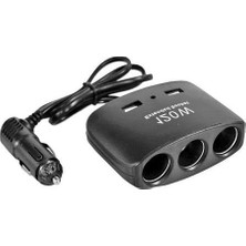 1001 Çakmak Soket 12-24V- 120W Kablolu 3lü 2usb