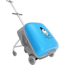 1001 Çocuk Seyahat Valizi, Oturaklı, 35L Kabin Boyu, Renkli ve Eğlenceli, Kids (Mavi)