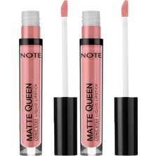 1001 Cosmetics Matte Queen Lipstick 02 Ruby Chocolate Kalıcı Likit Ruj, Pembe (2 Paketi)