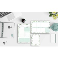 1001 3'lü Yaprak Desenli Masaüstü Planlayıcı Set