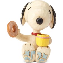 1001 6001297 Jim Shore Peanuts Snoopy Donuts And Coffee Minyatür Heykelcik, 7,5 Cm, Çok Renkli