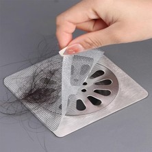 1001 Lavabo Gider Süzgeci, Yapışkanlı Tül Filtre, 10'lu Paket, Saç ve Atık Önleyici