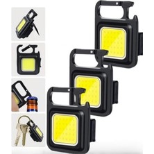 1001 3 Adet LED Anahtarlıklı Metal Kasa El Feneri Şişe Açacağı Usb’li Şarj Edilebilir Cep Boy C