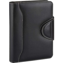 1001 4680 Ajanda Tarihsiz Çizgili 14 x 20 cm Ajanda/defter Hesap Makineli Suni Deri Organizer, Siyah