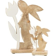 1001 Dekoratif Figür Çiçek ve Tavşan Ahşap 26CM