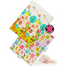 1001 Neşeli Zürafa +Animals,katlanabilir Oyun Halısı -Ekstra Large - 180X200X1 Cm-Taşıma Çantası Ya