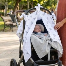 1001 Deux Lapins% 100 Pamuk Müslin Puset Örtüsü Iconique Lapin - Gri Tavşan Desenli
