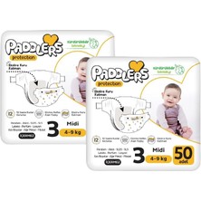 1001 Protection Bebek Bezi 3 Numara Midi (4-9 Kg) 100 Adet – 2’li Jumbo Set, Maksimum Koruma